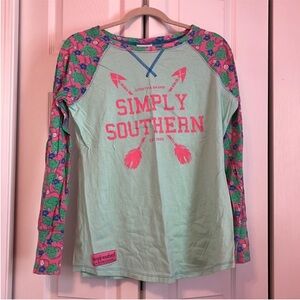 Simply Southern Long Sleeve Shirt - Mint and Pink